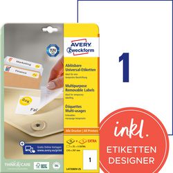 Herkleefbare etiketten avery zweckform stick lift wit