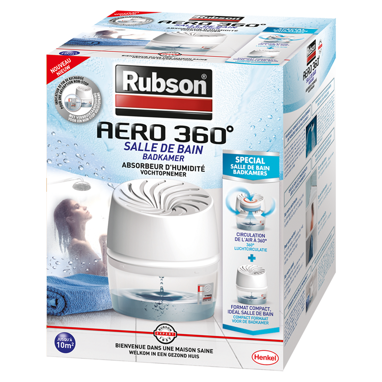 Afbeelding laden in galerijviewer, Rubson vochtopnemer aero360 compact 450g box | vochtvangende luchtontvochtiger toestel | ontvochter | vochtopnemer binnenhuis.
