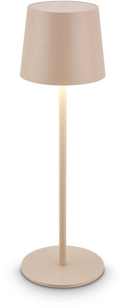 B.k.licht briloner bota - led tafellamp oplaadbaar – dimbaar – draadloos – 33cm hoog – ip44 – voor binnen buiten – op batterij – beige