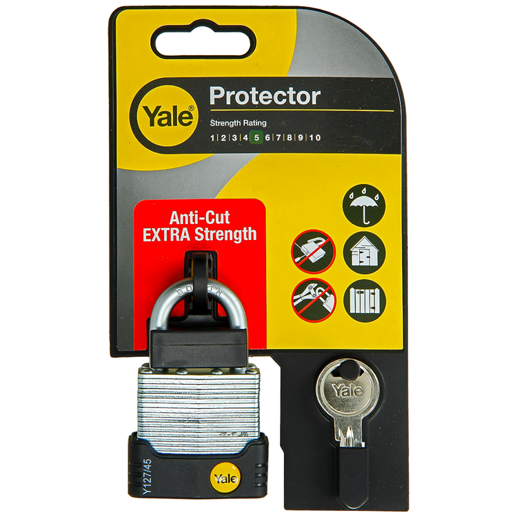 Load image into Gallery viewer, Yale 1060490 - hangslot protector 45mm gelamineerd | 3 stuks
