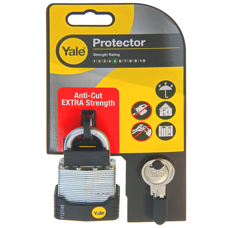 Load image into Gallery viewer, Yale 1060490 - hangslot protector 45mm gelamineerd | 3 stuks
