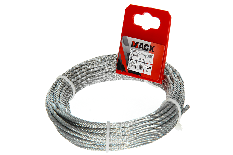 Afbeelding laden in galerijviewer, Mack 1015814 - verzinkte staalkabel 6x7 10m 3mm wll 100 kg din en 12385-4 | 5 stuks
