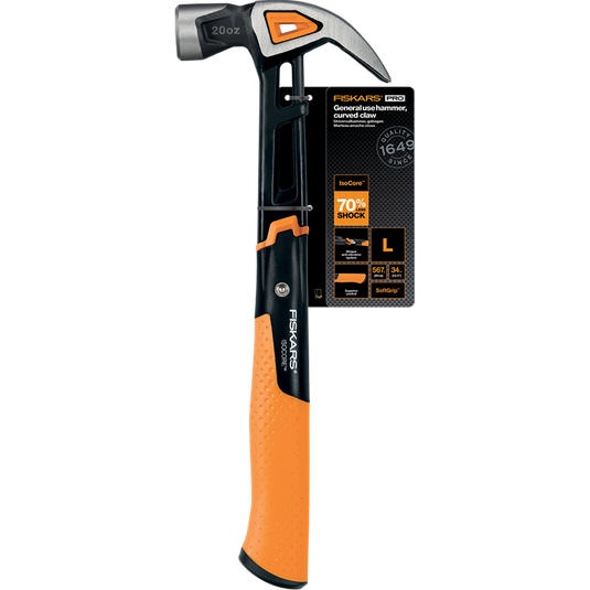 Fiskars isocore serie - timmermanshamer - 570 g - 34,2 cm - antislip