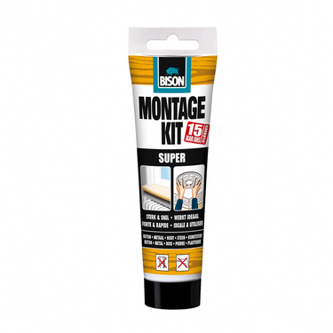 Bison montagekit super tube 200 g, extra sterk, montagelijm, bevestigen, hoge eindsterkte, binnen en buiten, blijvend elastisch, extra sterk, vullend eenvoudig in gebruik