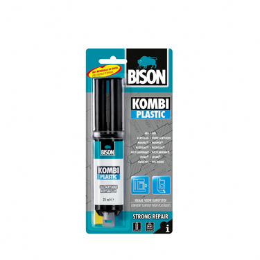 Bison kombi plastic blister 25 ml, super sterk, vullend, 2-componentenlijm, inclusief mengbankje en mengspatel, temperatuurbestendig van - 40°c tot + 120°c