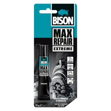 Bison max repair power 20 gram- extra krachtige en flexibele reparatielijm, transparant, ideaal voor schoenen, rubber, leer, 1001 reparaties, 20 gram tube
