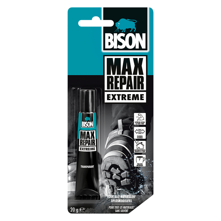 Load image into Gallery viewer, Bison max repair power 20 gram- extra krachtige en flexibele reparatielijm, transparant, ideaal voor schoenen, rubber, leer, 1001 reparaties, 20 gram tube
