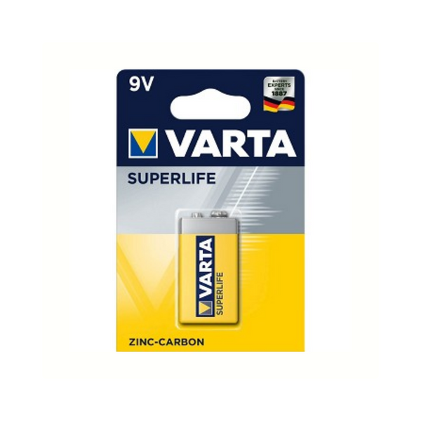 Varta Superlife 9V. Zinc-Carbon. per Unit. (hang packaging)