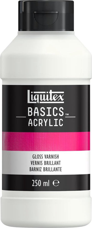 Liquitex 8870304 basics gloss varnish 250 ml – glanzende acrylvernis, transparante bescherming - glans vernis