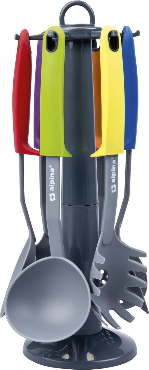 Alpina kitchen home alpina keukengerei - kookgerei set op houder - 7-delig