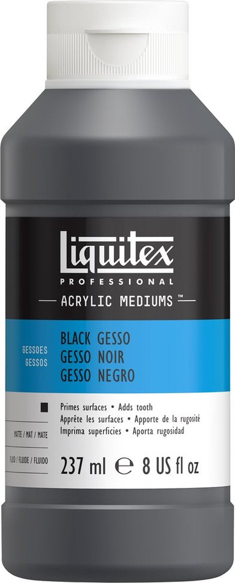 Liquitex 5320251 professional gesso zwart 237 ml – acrylgrond, zwarte primer, mat, hoogwaardige ondergrond