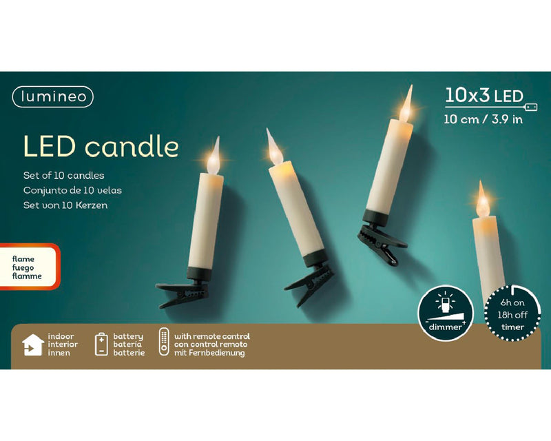 Afbeelding laden in galerijviewer, Lumineo led kaars verlichting met afstandsbediening 10 lampen zonder kabel op batterij met timer
