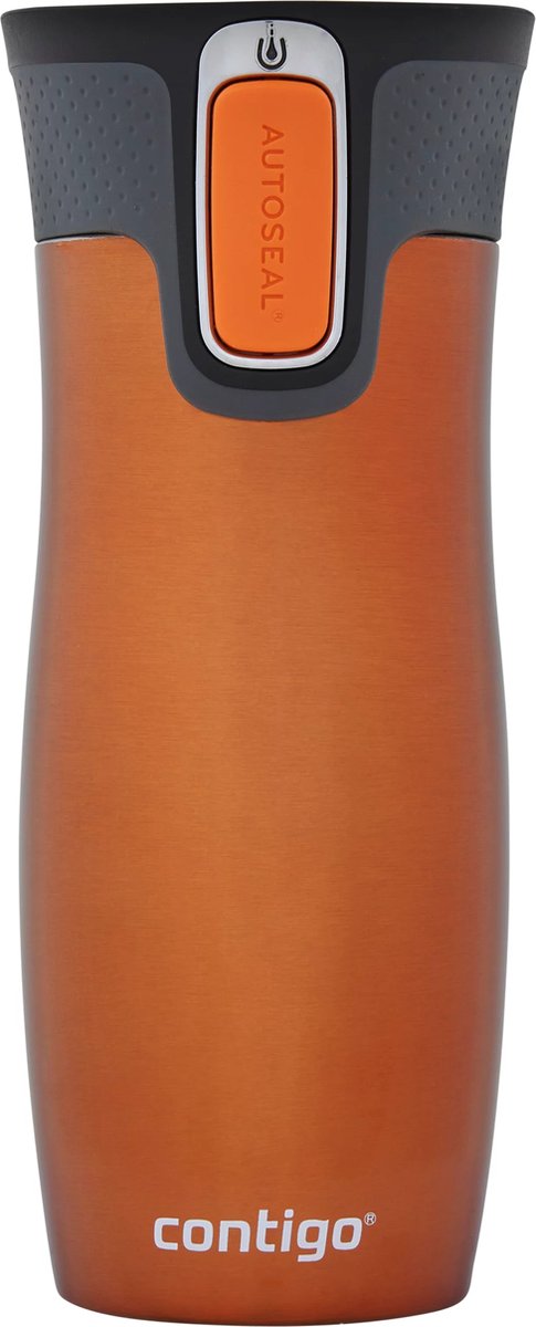 Contigo west loop autoseal thermosbeker, roestvrijstalen isoleerbeker, koffiebeker-to-go, bpa-vrij, lekvrije beker-to-go met easy-clean-deksel, houdt tot 5 uur warm, 470 ml | tangerine