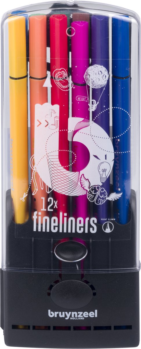 Load image into Gallery viewer, Bruynzeel teens 12 fineliners met driekantige grip
