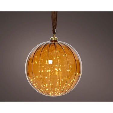 Lumineo bal micro led 30 lamps op batterij met timer amber glas dia14cm<br>