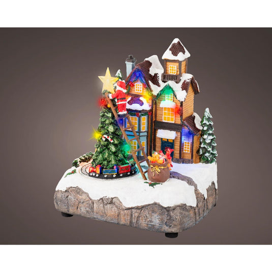 Lumineo kerstscene kerstboom versieren led polyresin 16x19x22cm