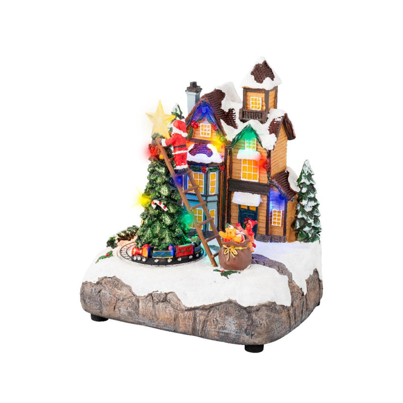 Load image into Gallery viewer, Lumineo kerstscene kerstboom versieren led polyresin 16x19x22cm
