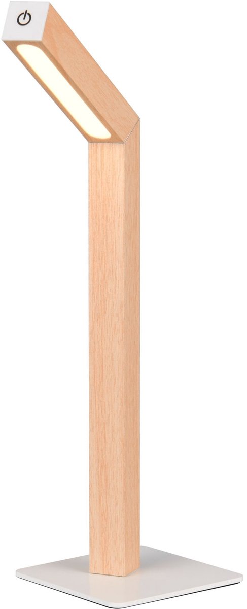 Rl live your light reality skip - tafellamp - hout element - incl. 1x smd 2 w - aan uit touch - sensor dimmer - usb-aansluiting - oplaadbaar - snoerloos