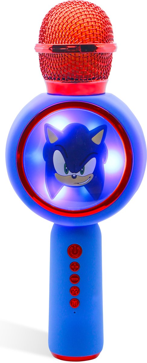 Otl technologies sonic the hedgehog - draadloze karaoke microfoon voor kinderen - oplichtend led display - speaker - stemvervorming