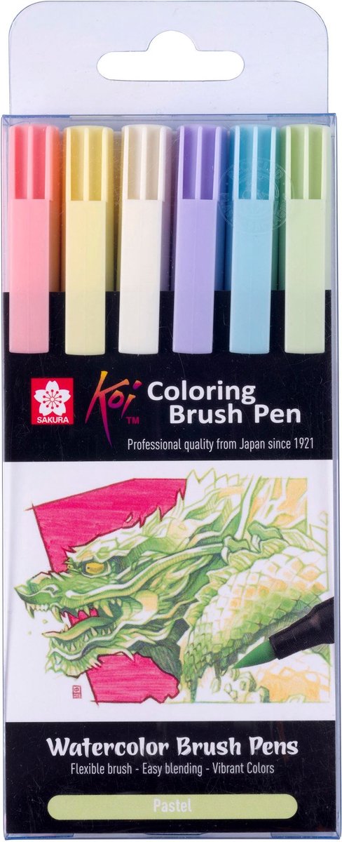 Sakura brushpen set pastel kleuren - creatieve stiften voor tekenen en kleuren.
