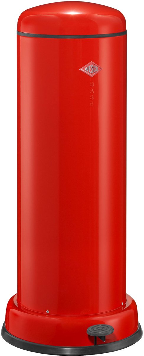 Wesco big baseboy prullenbak met soft close | 30 liter | metaal - rood | pedaalemmer