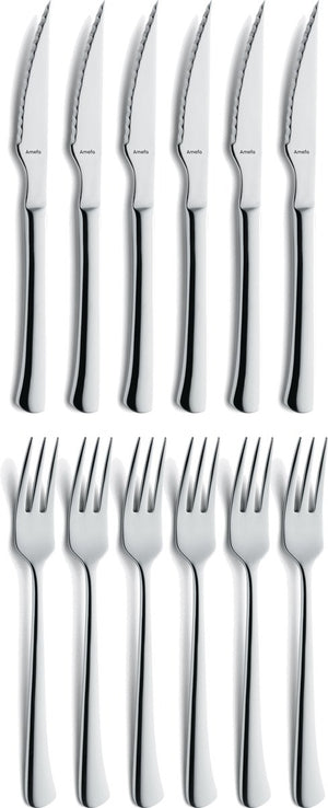 Amefa chuletero - steakset - 12 delige set voor 6 personen - rvs - zilver - vaatwasserbestendig