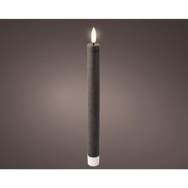 Lumineo led dinerkaarsset wax grijs 2-delig ã˜2,2xh24,5cm warm wit