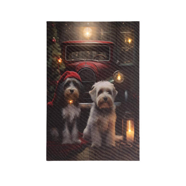 Lumineo kerst canvas honden led 1,5x38x58cm warm wit