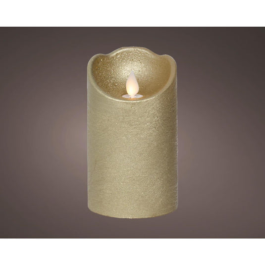 Lumineo led waving kaars wax goud ã˜7,5xh12,5cm warm wit