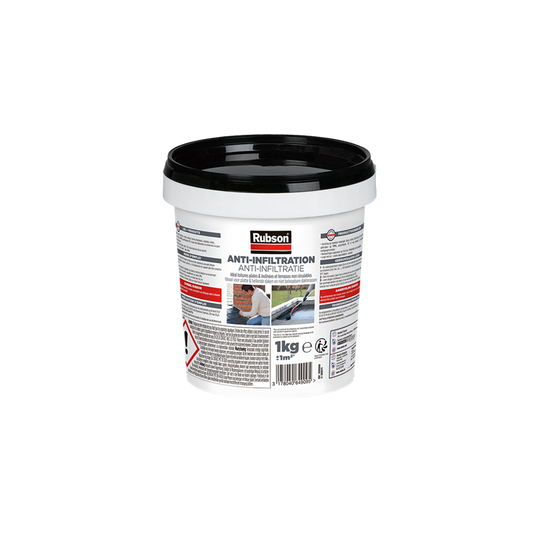 Rubson anti - infiltratie zwart 1kg | daken, funderingen en ingegraven materialen coating | silicone technologie gebaseerd voor maximale elasticiteit | duurzame coating en uv-bestendig | langdurige bescherming tegen vocht.