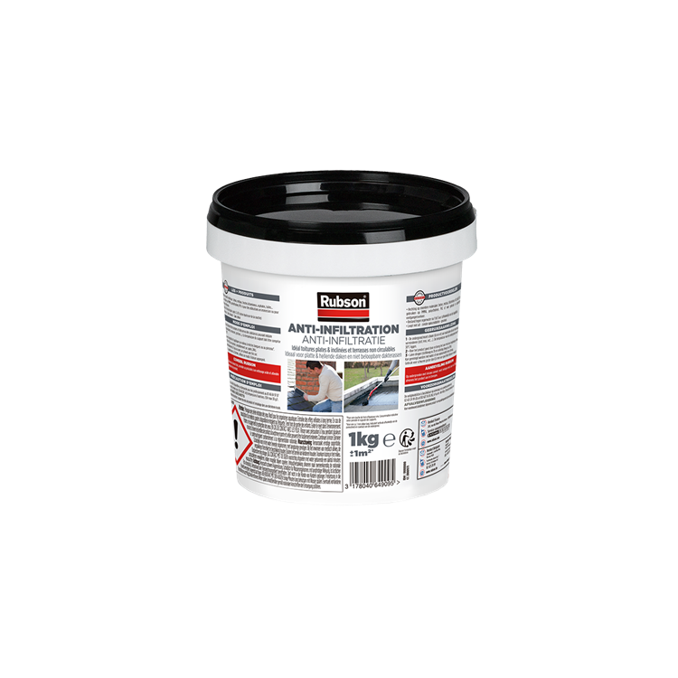 Load image into Gallery viewer, Rubson anti - infiltratie zwart 1kg | daken, funderingen en ingegraven materialen coating | silicone technologie gebaseerd voor maximale elasticiteit | duurzame coating en uv-bestendig | langdurige bescherming tegen vocht.
