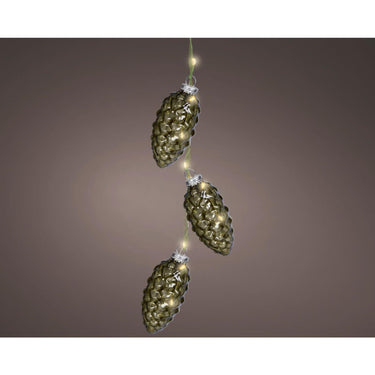 Lumineo strengverlichting dennenappel groen led 5,7x5,7x28cm warm wit