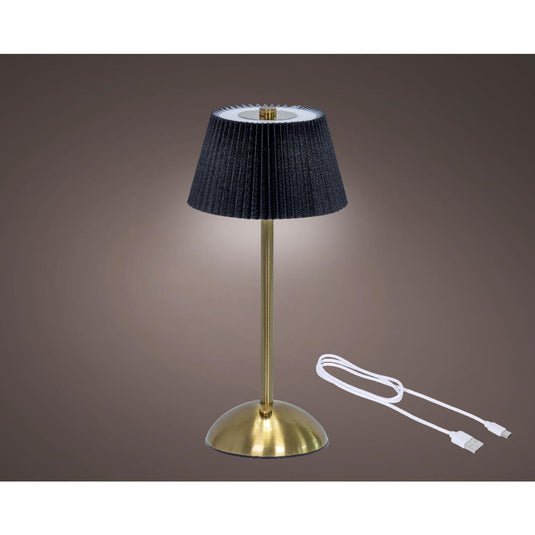 Lumineo tafellamp oplaadbaar met led zwart goud ã˜15xh30,5cm