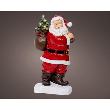 Lumineo beeld kerstman led polyresin 9x19,5x31,5cm warm wit