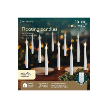 Lumineo led floating candles 10-delig wit met afstands bediening ã˜1,5xh15cm warm wit