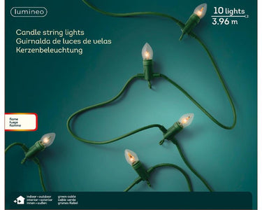 Lumineo kaarsverlichting met vlam effect 10 lampen 396cm lang