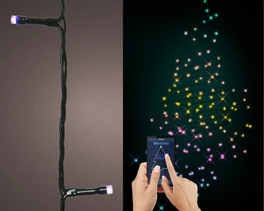 Lumineo verlichting met 200 leds bedienbaar via bluetooth app-dancing lights 1990cm multikleur alle kleuren van de regenboog incusief wit en warm wit