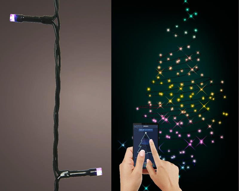 Load image into Gallery viewer, Lumineo verlichting met 200 leds bedienbaar via bluetooth app-dancing lights 1990cm multikleur alle kleuren van de regenboog incusief wit en warm wit
