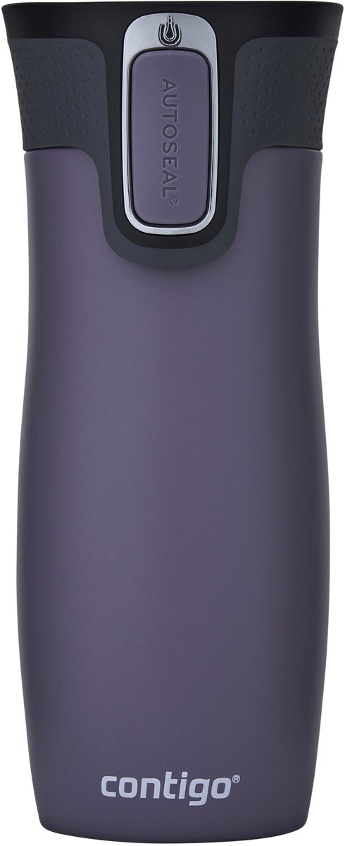 Contigo west loop autoseal thermosbeker, 470 ml roestvrijstalen isoleerbeker - plum - koffiebeker-to-go, lekvrije beker-to-go met easy-clean-deksel, houdt tot 5 uur warm