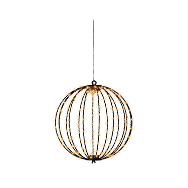 Lumineo lichtbol 192led metaal zwart met timer outdoor ø28cm klassiek warm