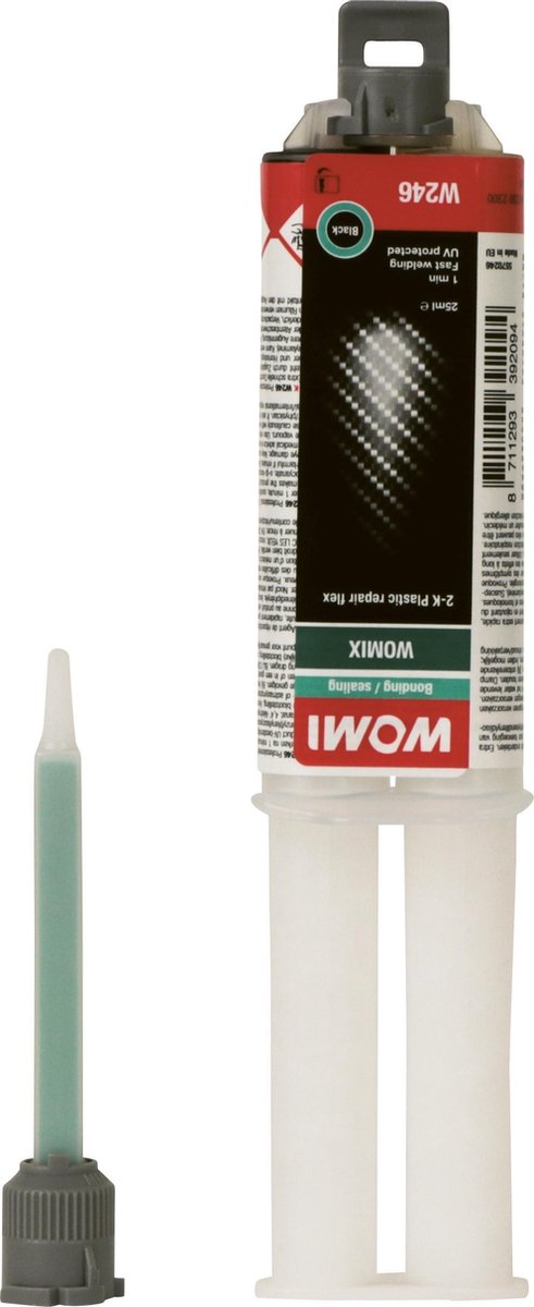 Womi secondelijm w246 2k – 25 ml zwart – ultieme sterkte – snelle hechting – multimateriaal