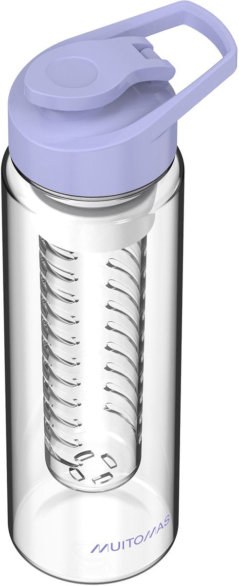 Muitomas waterfles - infuser voor fruit, thee of kruiden – drinktuit - 700ml - violet