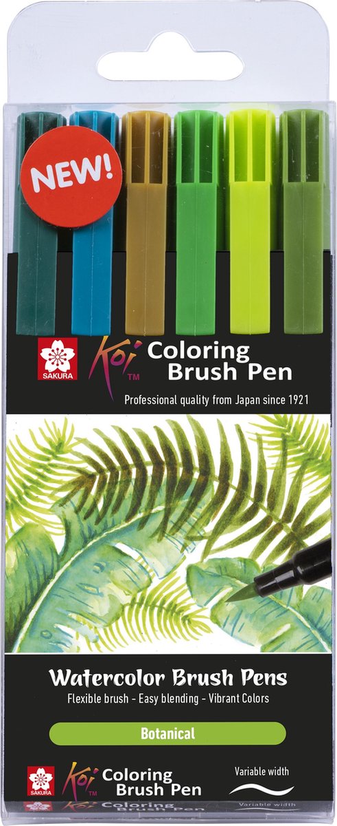 Sakura koi coloring brush pen set botanical | 6 kleuren