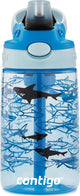Contigo easy clean autospout kinderdrinkfles met rietje, bpa-vrije stevige waterfles, 100% lekvrij, eenvoudige reiniging, ideaal voor kinderdagverblijf, kleuterschool, school en sport, 420 ml | sharks