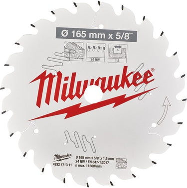 Milwaukee accessoires hm cirkelzaagblad | 165 x 15,87 x 24t | hout mdf laminaat - 4932471311