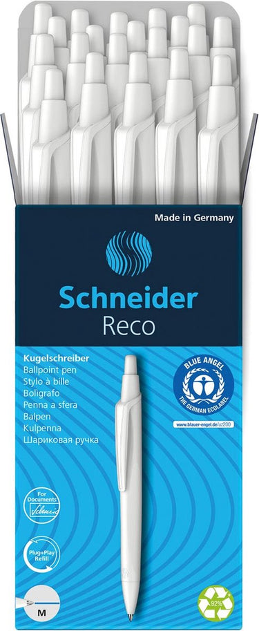 Schneider schrijfwaren schneider balpen - reco - wit - 20 stuks - s-131850-20