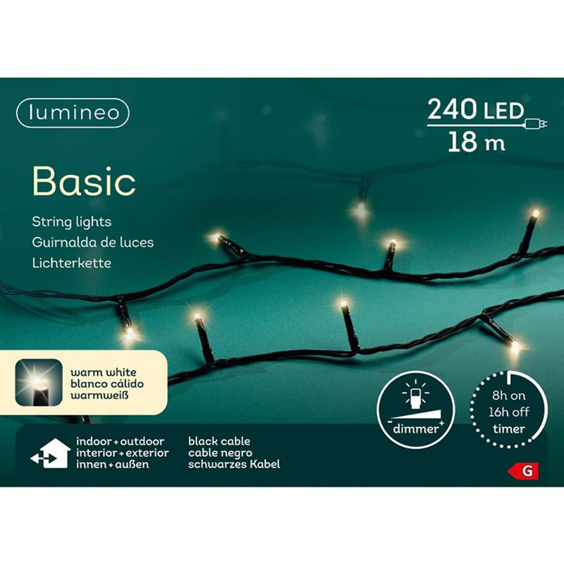 Afbeelding laden in galerijviewer, Lumineo led strengverlichting binnen en buiten 18m 240 lampjes warm-wit. met 8 uurs timer en dimfuctie
