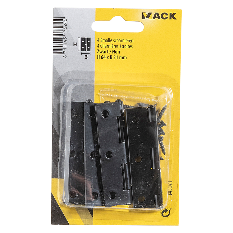 Load image into Gallery viewer, Mack 1071164 - 4 smalle scharnieren zwart h 64 x b 31 mm | 5 stuks

