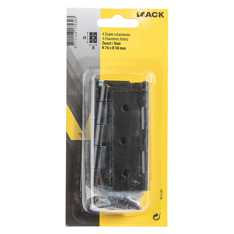 Load image into Gallery viewer, Mack 1071170 - 4 zware scharnieren zwart h 76 x b 50 mm | 5 stuks
