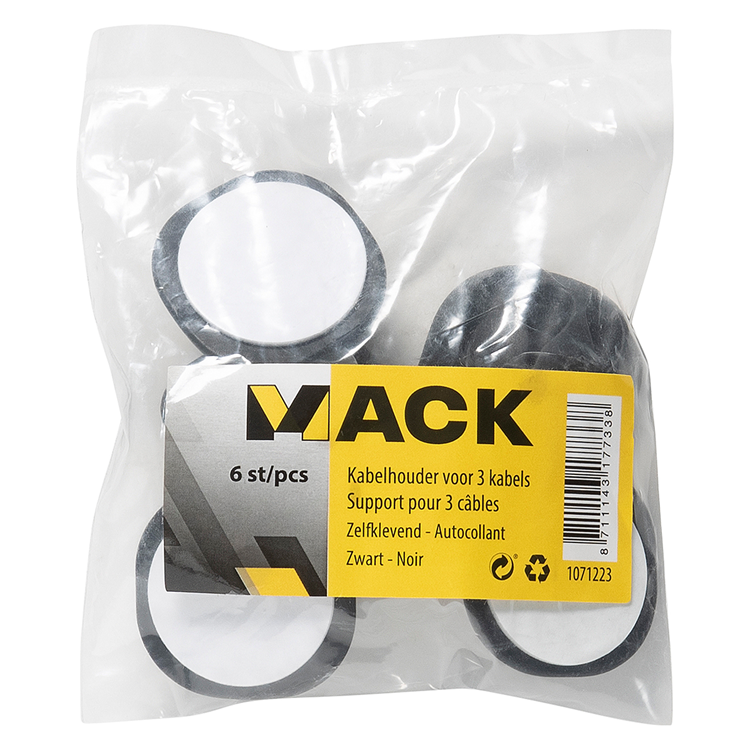 Load image into Gallery viewer, Mack 1071223 - 6 kabelhouders voor 3 kabels zelfklevend zwart | 6 stuks
